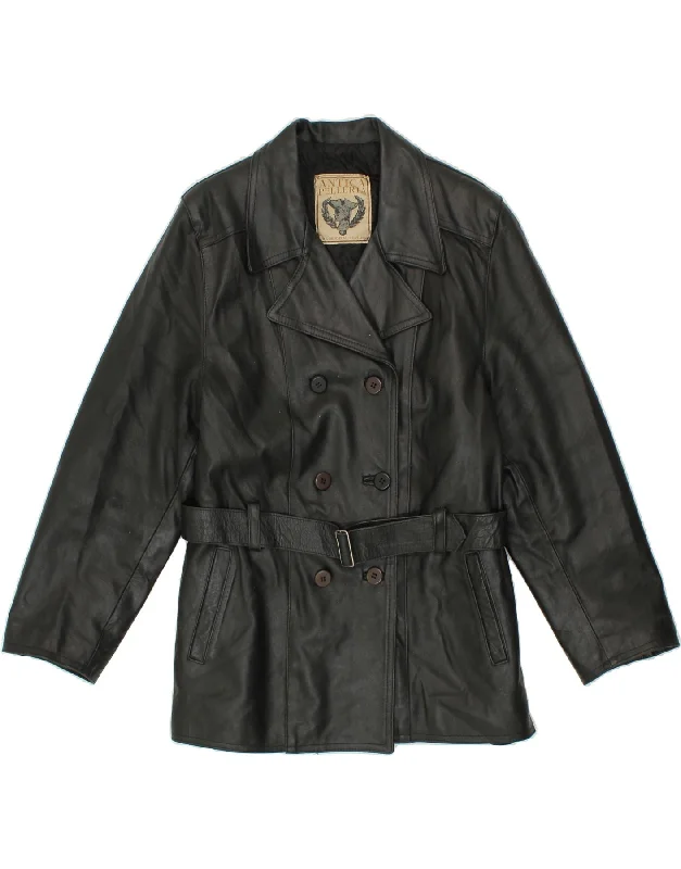 ANTICA PELLERIA Womens Leather Coat IT 44 Medium Black Leather Chenille Brocade Lace ANTICA PELLERIA Womens Leather Coat IT 44 Medium Black Leather Chenille Brocade Lace