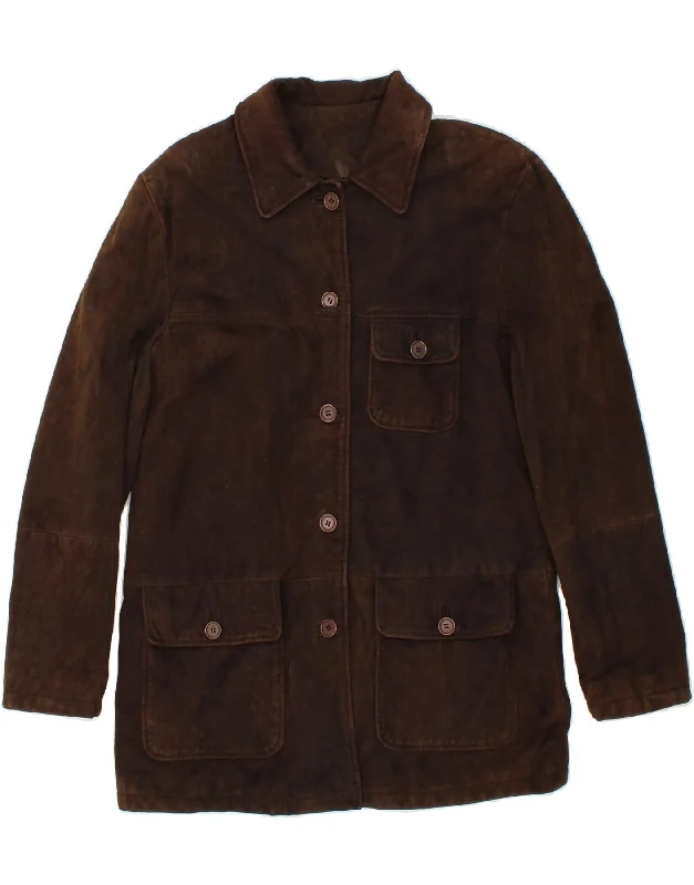 CONBIPEL Womens Suede Coat IT 44 Medium Brown Shearling Off-the-Shoulder Jacket Double-Breasted Coat Single-Breasted Coat CONBIPEL Womens Suede Coat IT 44 Medium Brown Shearling Off-the-Shoulder Jacket Double-Breasted Coat Single-Breasted Coat
