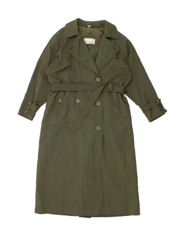 VINTAGE Womens Oversized Trench Coat UK 12 Medium Khaki Nylon Boat Neck Jacket Square Neck Jacket One-Shoulder Jacket VINTAGE Womens Oversized Trench Coat UK 12 Medium Khaki Nylon Boat Neck Jacket Square Neck Jacket One-Shoulder Jacket