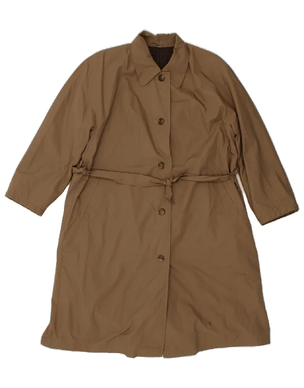 VINTAGE Womens Trench Coat UK 16 Large Brown Polyester Tweed Herringbone Houndstooth VINTAGE Womens Trench Coat UK 16 Large Brown Polyester Tweed Herringbone Houndstooth