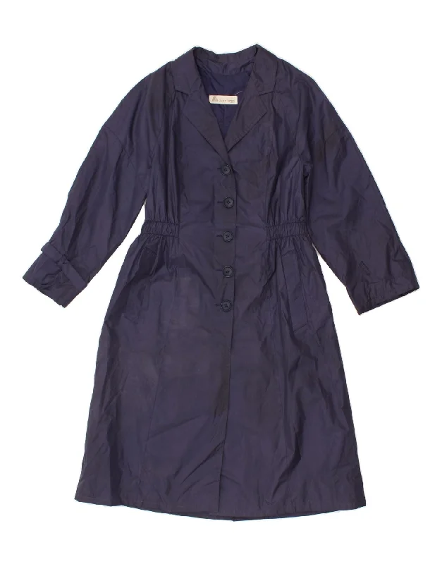 CLAUDE HAVREY Womens Trench Coat UK 14 Medium Navy Blue Polyester Fitted Loose Oversized CLAUDE HAVREY Womens Trench Coat UK 14 Medium Navy Blue Polyester Fitted Loose Oversized