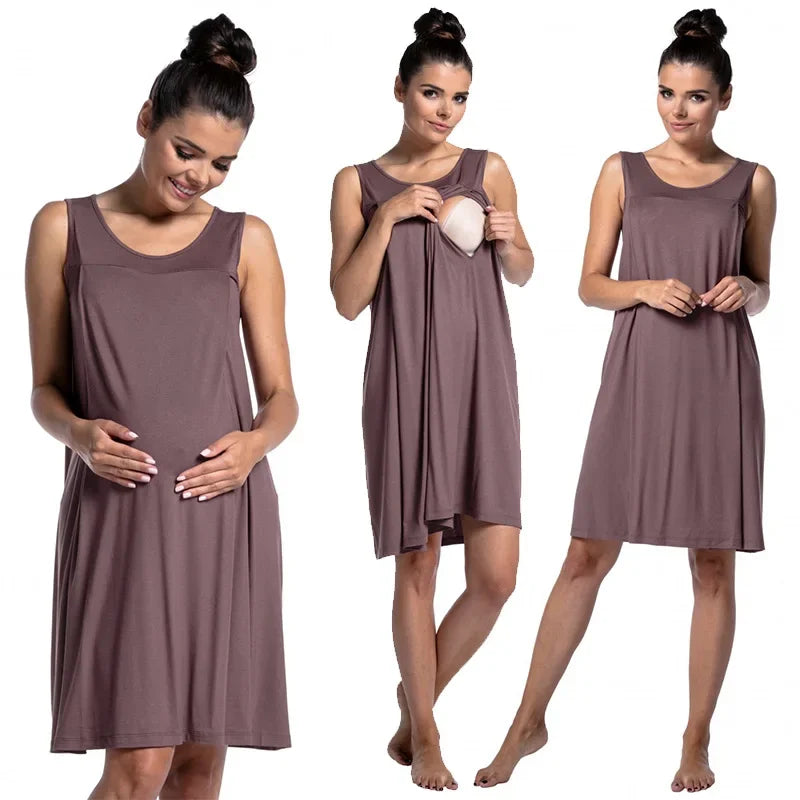 The Latest Maternity Loose and Comfortable Solid Color Breastfeeding Dress Hospital Dress Nursing Dress Carry Coat Raincoat Turtleneck Coat Wrap Coat