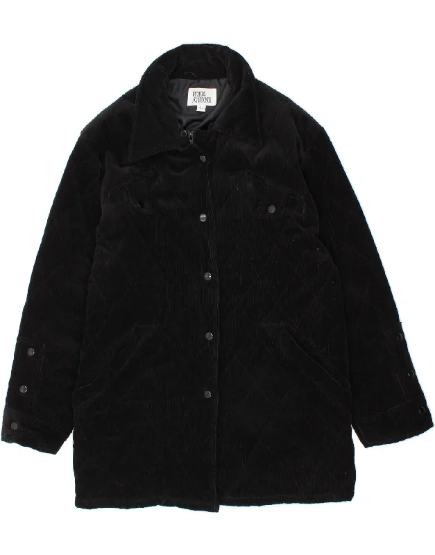 REGINA SCHRECKER Womens Corduroy Coat UK 16 Large Black Cotton Houndstooth Coat Plaid Coat Tartan Coat REGINA SCHRECKER Womens Corduroy Coat UK 16 Large Black Cotton Houndstooth Coat Plaid Coat Tartan Coat