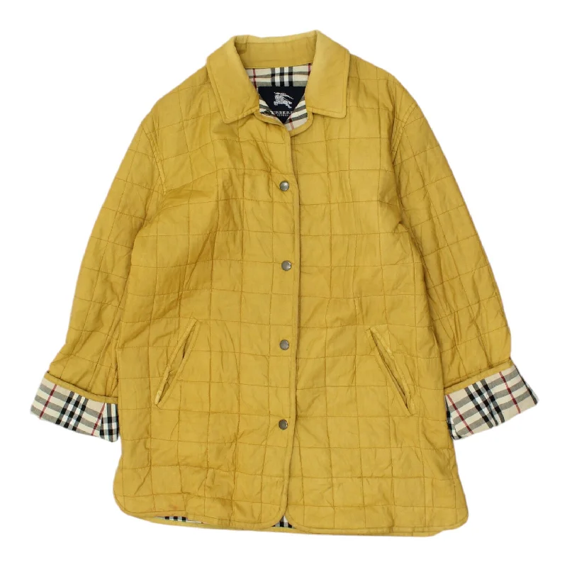 Burberry London Womens Yellow Nova Check Quilted Coat | High End Designer VTG Kimono Robe Cloak Burberry London Womens Yellow Nova Check Quilted Coat | High End Designer VTG Kimono Robe Cloak