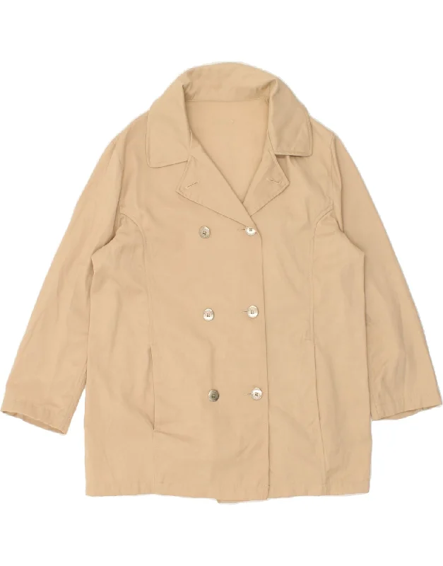SERGIO TACCHINI Womens Double Breasted Coat IT 44 Medium Beige Cotton Nylon Polyester Spandex SERGIO TACCHINI Womens Double Breasted Coat IT 44 Medium Beige Cotton Nylon Polyester Spandex