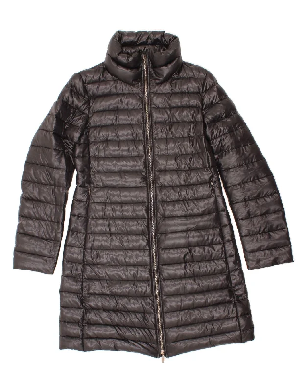 SEVENTY Womens Padded Coat IT 44 Medium Black Polyamide Trench Wool Cashmere
