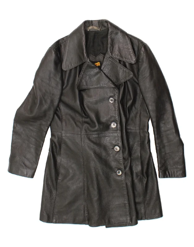 VINTAGE Womens Leather Coat UK 14 Medium Black Leather Asymmetrical Diagonal princess VINTAGE Womens Leather Coat UK 14 Medium Black Leather Asymmetrical Diagonal princess