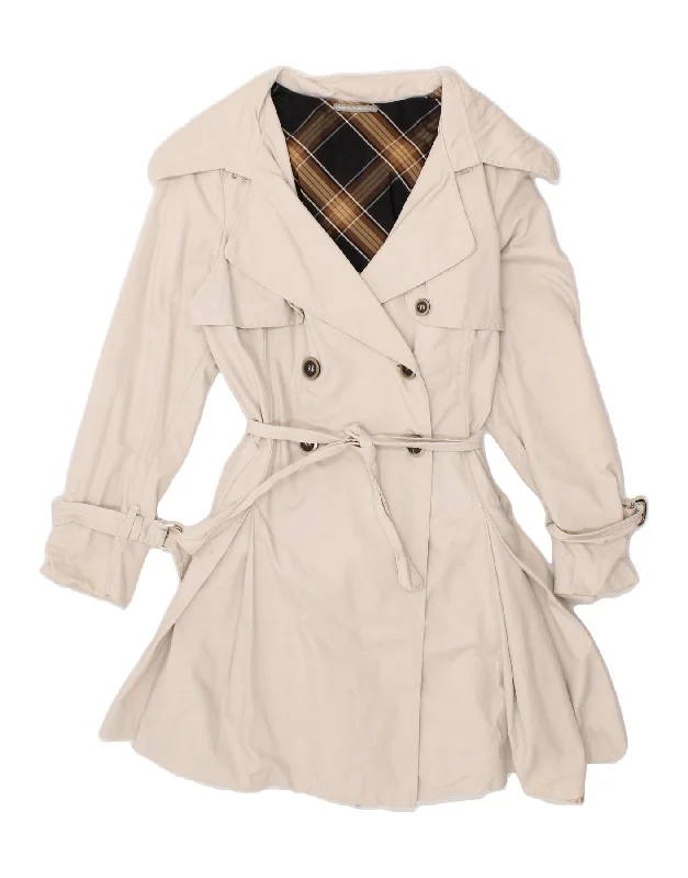 ANDREA ROSATI Womens Trench Coat UK 12 Medium Off White Vent Hem Cuff