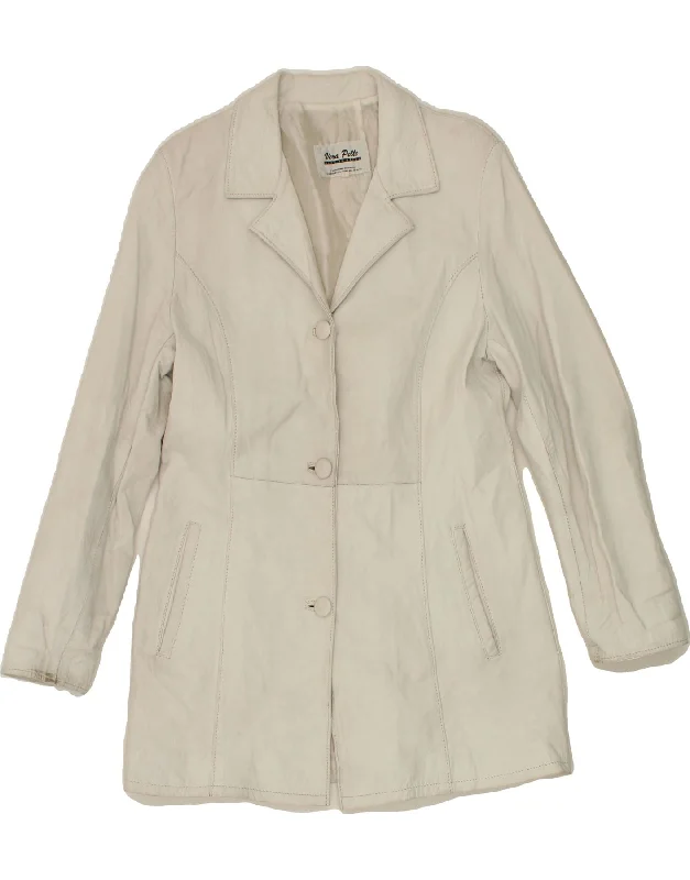 VINTAGE Womens Leather Coat UK 14 Large Off White Leather Houndstooth Jacket Shearling Jacket Fleece Jacket VINTAGE Womens Leather Coat UK 14 Large Off White Leather Houndstooth Jacket Shearling Jacket Fleece Jacket