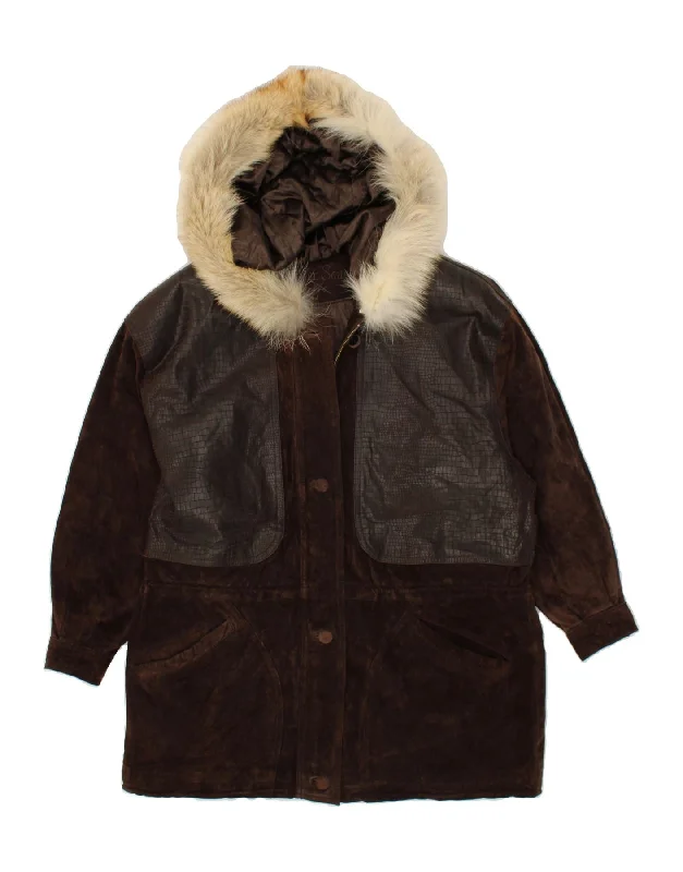 VINTAGE Womens Hooded Leather Windbreaker Coat EU 40 Medium Brown Leather Bomber Jacket Denim Jacket Leather Jacket VINTAGE Womens Hooded Leather Windbreaker Coat EU 40 Medium Brown Leather Bomber Jacket Denim Jacket Leather Jacket