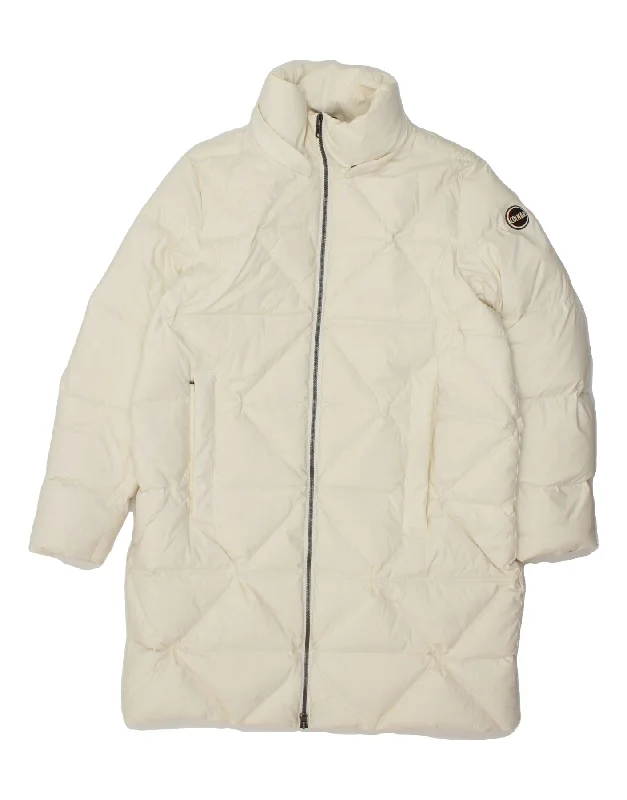 COLMAR Womens Padded Coat IT 44 Medium Off White Polyamide Buttoned Zippered Snapped COLMAR Womens Padded Coat IT 44 Medium Off White Polyamide Buttoned Zippered Snapped