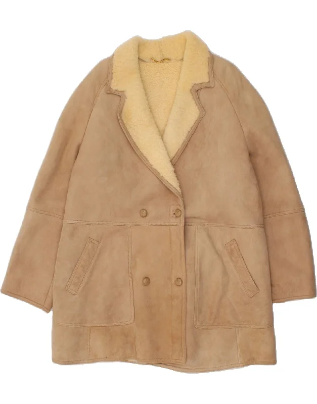 FIBOK Womens Shearling Coat IT 46 Large Brown Shearling Asymmetrical Collar Hooded Zippered FIBOK Womens Shearling Coat IT 46 Large Brown Shearling Asymmetrical Collar Hooded Zippered