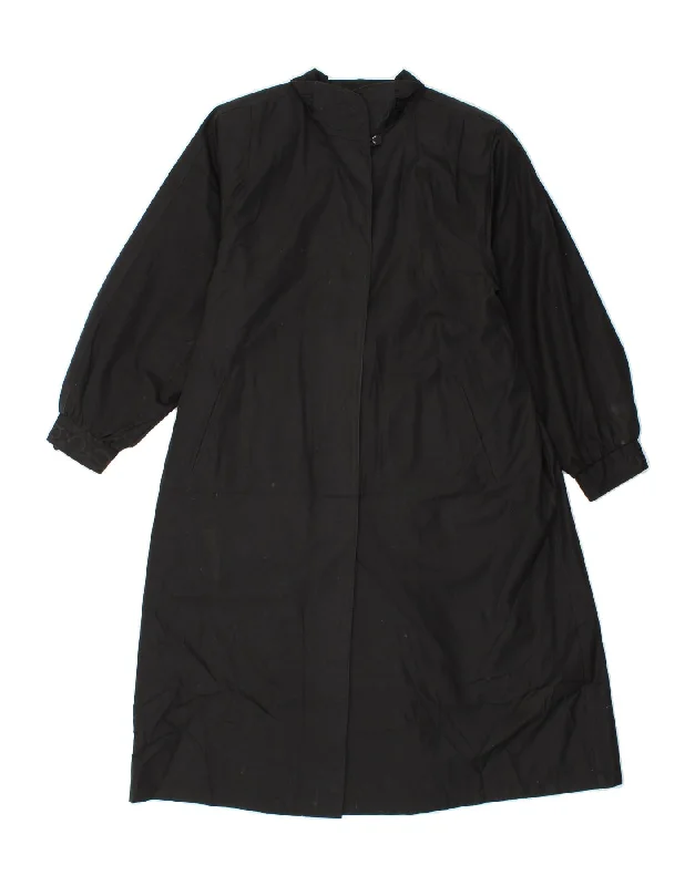 VINTAGE Womens Trench Coat UK 10 Small Black Cotton Parka Down Jacket Wool Coat