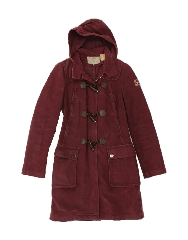 MURPHY & NYE Womens Hooded Duffle Coat IT 38 XS Burgundy Faux Fur Real Fur Shearling MURPHY & NYE Womens Hooded Duffle Coat IT 38 XS Burgundy Faux Fur Real Fur Shearling