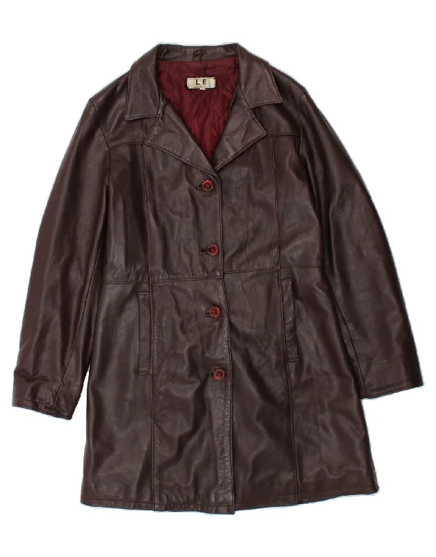VINTAGE Womens Leather Coat IT 42 Medium Red Leather Bomber Denim Leather