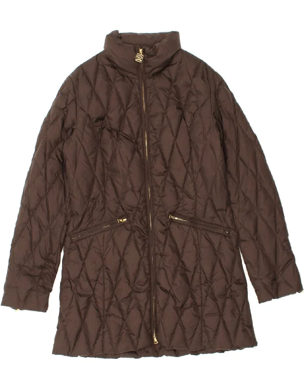 PAUL & SHARK Womens Padded Coat UK 14 Medium Brown Polyamide Tie-Waist Belted Drawstring PAUL & SHARK Womens Padded Coat UK 14 Medium Brown Polyamide Tie-Waist Belted Drawstring