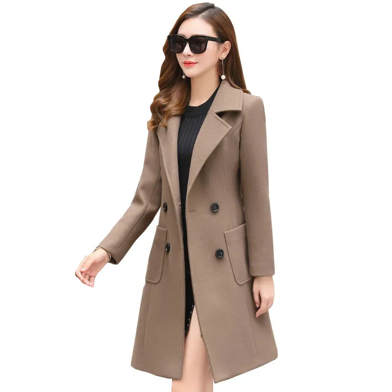 2023 New Elegant Women's Winter Korean Version Plus Size Slim Woolen Coats Female Fashion Temperament Woolen Coat Satin Silk Chiffon 2023 New Elegant Women's Winter Korean Version Plus Size Slim Woolen Coats Female Fashion Temperament Woolen Coat Satin Silk Chiffon