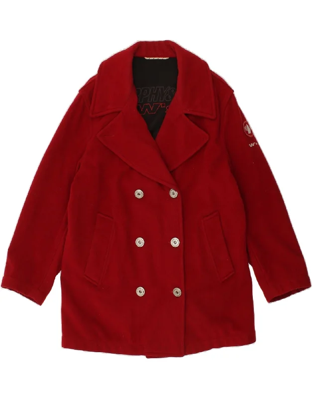 MURPHY & NYE Womens Double Breasted Coat UK 16 Large Red Wool Square Neck One-Shoulder Off-the-Shoulder MURPHY & NYE Womens Double Breasted Coat UK 16 Large Red Wool Square Neck One-Shoulder Off-the-Shoulder