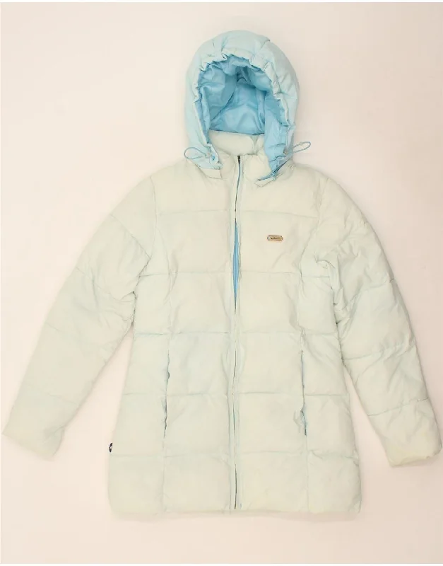 ELLESSE Womens Hooded Padded Coat UK 10 Small Blue Polyester Trim Padded Insulated