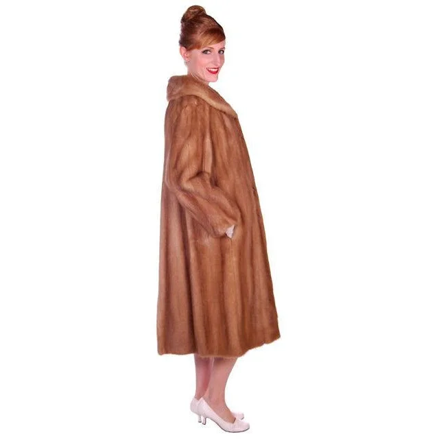 Vintage Mink Coat Autumn Haze Fantastic Buttons 1950s Small Denim Leather Suede