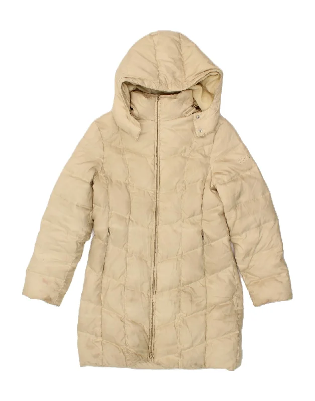 FILA Womens Hooded Padded Coat UK 14 Large  Beige Polyester Bolero Crop Top Camisole