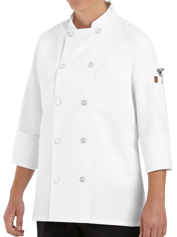 Women's Ten Pearl Button 28.5" Chef Coat Nylon Polyester Spandex