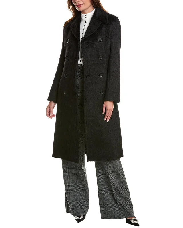 Sportmax Belford Alpaca & Wool-Blend Coat Zip Front Button Front Snap Front