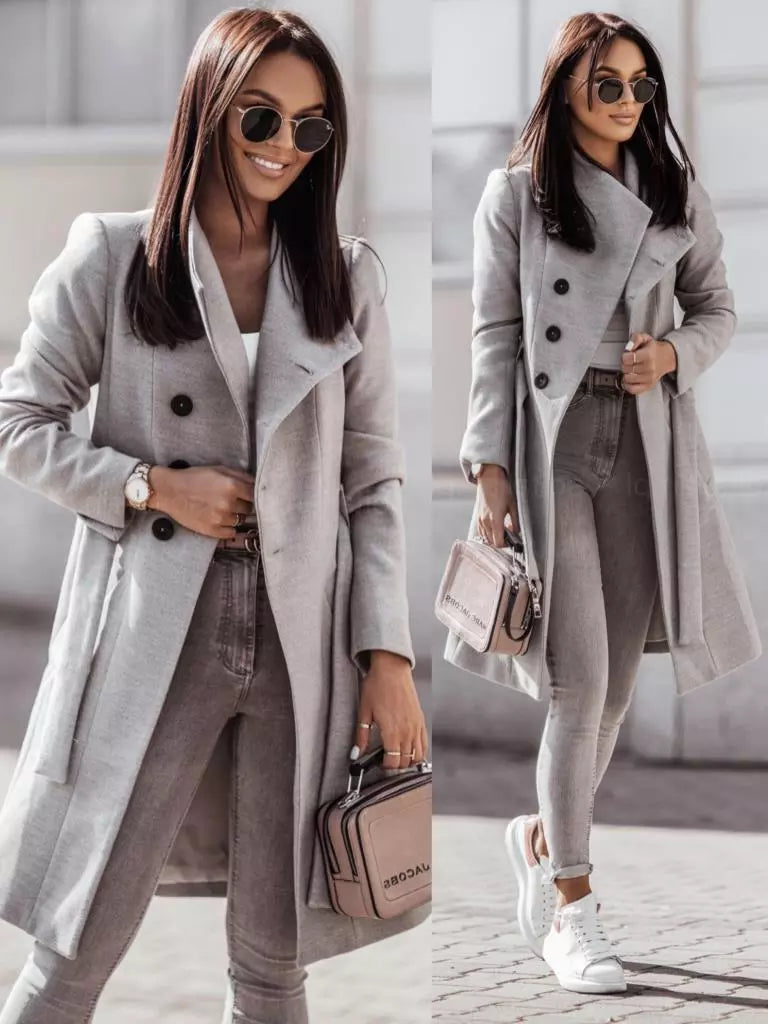 2022 Elegant New Casual Winter and Autumn Woolen Coat Solid Color Bandage Woolen Coat Cotton Linen Terry 2022 Elegant New Casual Winter and Autumn Woolen Coat Solid Color Bandage Woolen Coat Cotton Linen Terry
