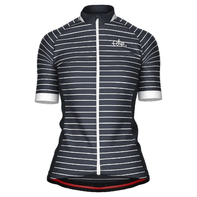 Black Horizon Women's Cycling Jersey High Neck Jersey Shirt