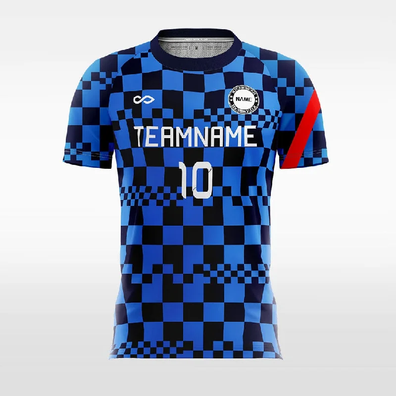 Classic Plaid - Custom Womens Soccer Jerseys Design Blue Metallic Jersey Tee