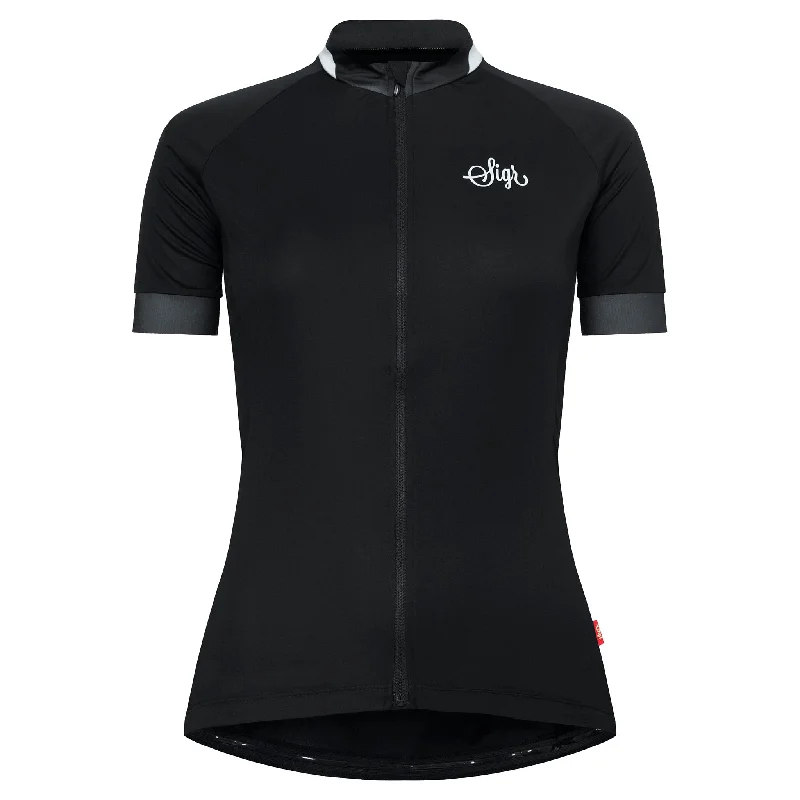 Svart Grus Women's Black Cycling Jersey Affordable Jersey Tee
