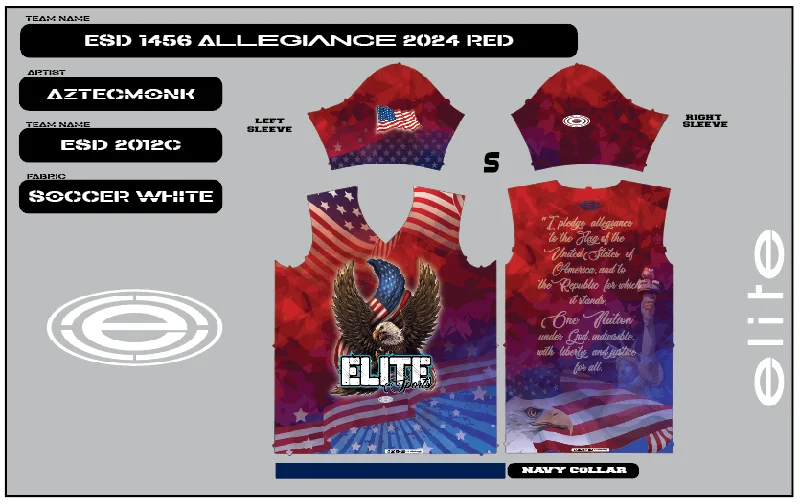 Elite Womens Jersey – ESD 1456 Allegiance 2024 Red Ash Gray Jersey Tee