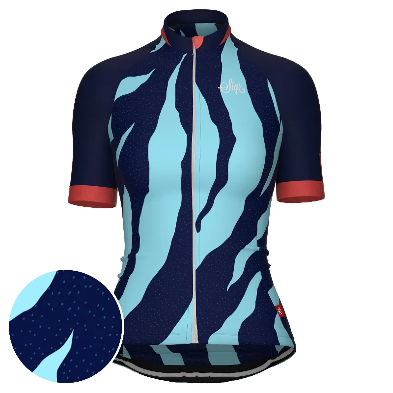 Fjällbäck Blue - Cycling Jersey for Women Gold Jersey Tee