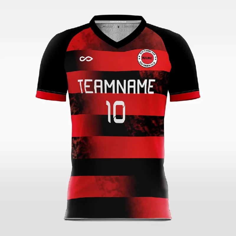 Gradient Stripe - Custom Women Soccer Jerseys Black and Red Minimalist Jersey Tee