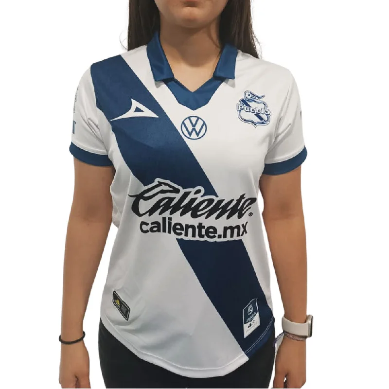 Jersey Pirma Mujer Local Club Puebla 23-24 Blanco Ruby Red Jersey Shirt