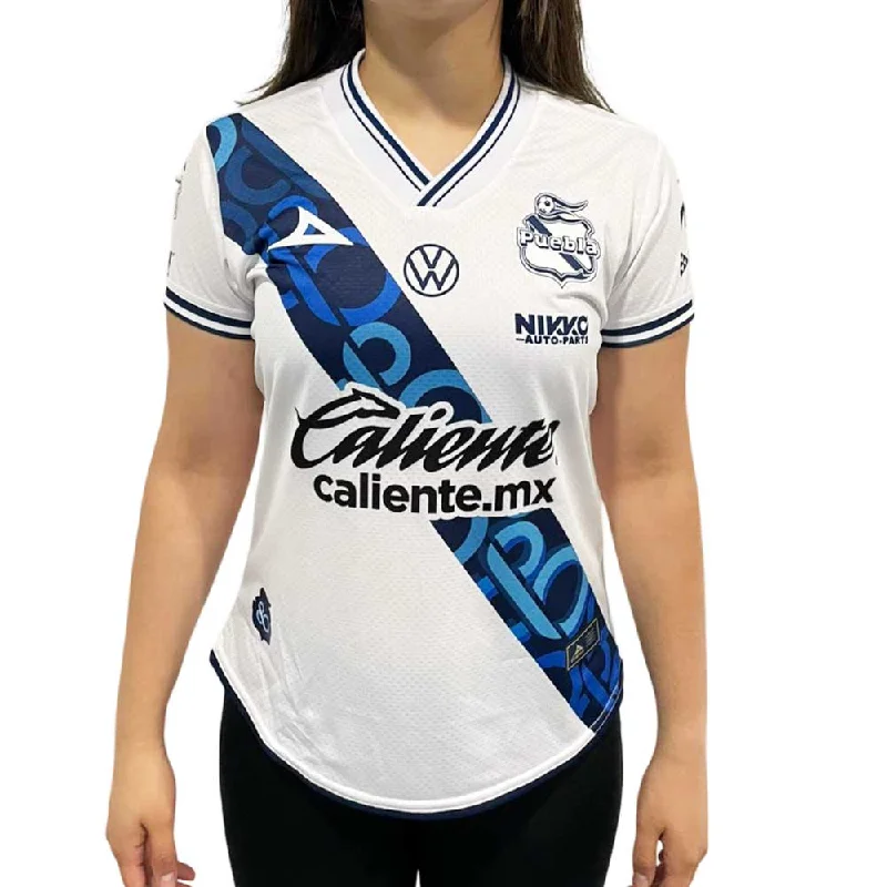 Jersey Pirma Mujer Local Club Puebla 24-25 Blanco Geometric Jersey Top
