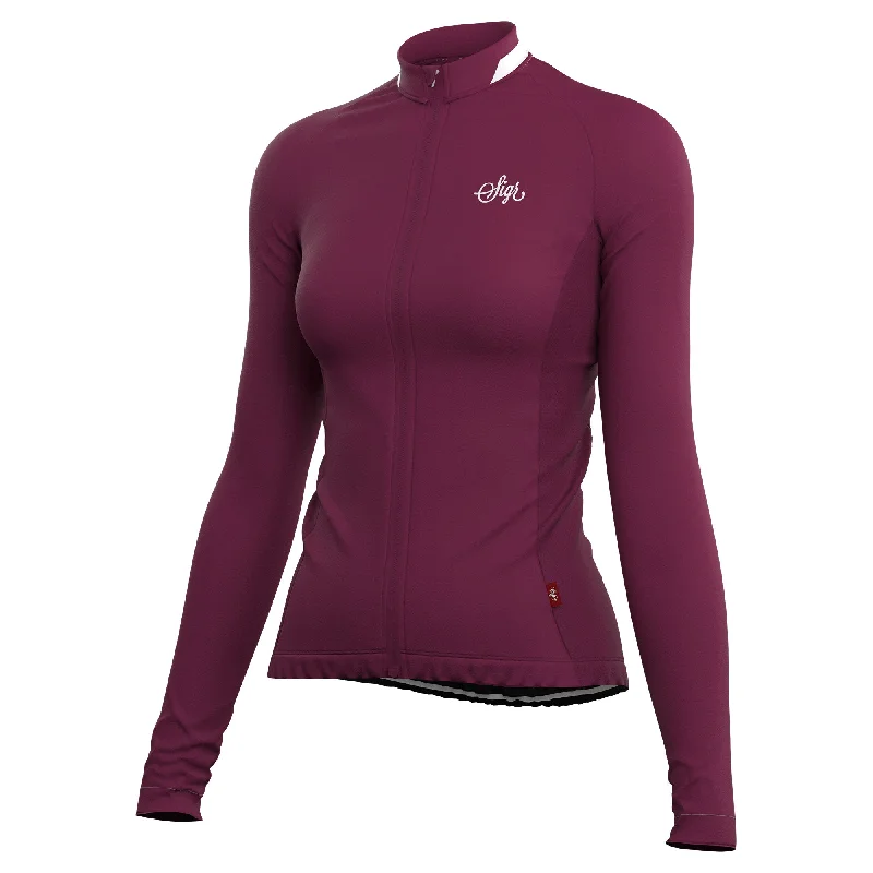 Krokus Deep Red Women's Warmer Long Sleeved Cycling Jersey Animal Print Jersey Tee