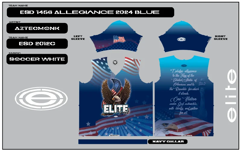Onyx Womens Jersey – ESD 1456 Allegiance 2024 Blue Bright Color Jersey Top