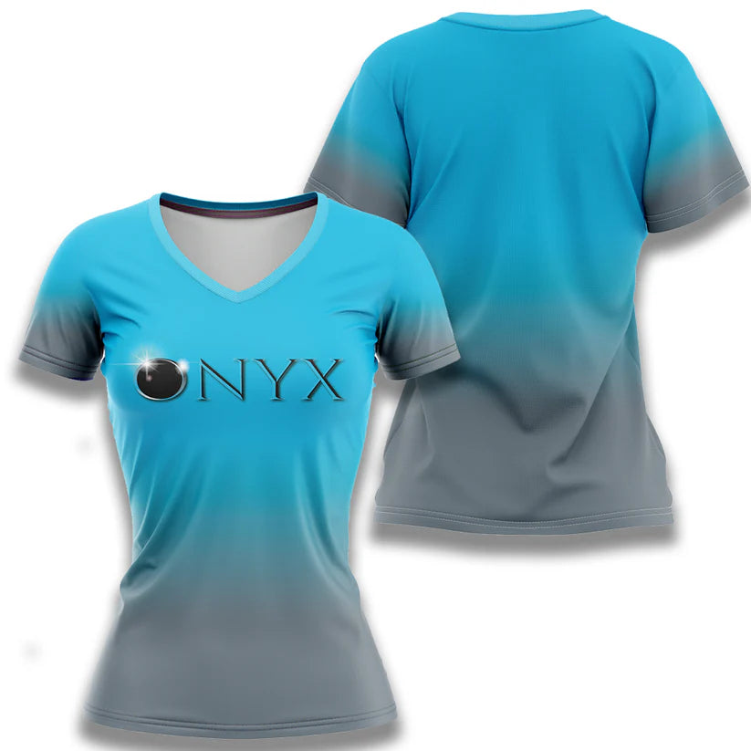 Onyx Womens Jersey – Onyx Teal Fade Charcoal Daily Wear Jersey Tee