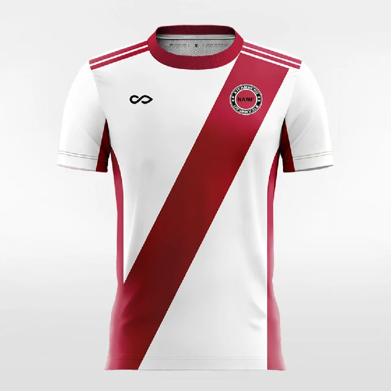 Retro Ribbon - Women Custom Soccer Jerseys Design Red and White Animal Print Jersey Tee Retro Ribbon - Women Custom Soccer Jerseys Design Red and White Animal Print Jersey Tee