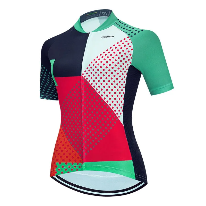 Salexo Women Geometric Cycling Jerseys (3 Variants) Party Jersey Tee