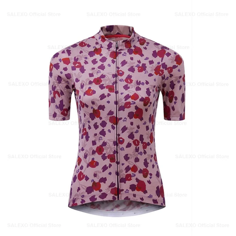 Salexo Women Rose Flower Cycling Jersey Set Women's Jersey Top