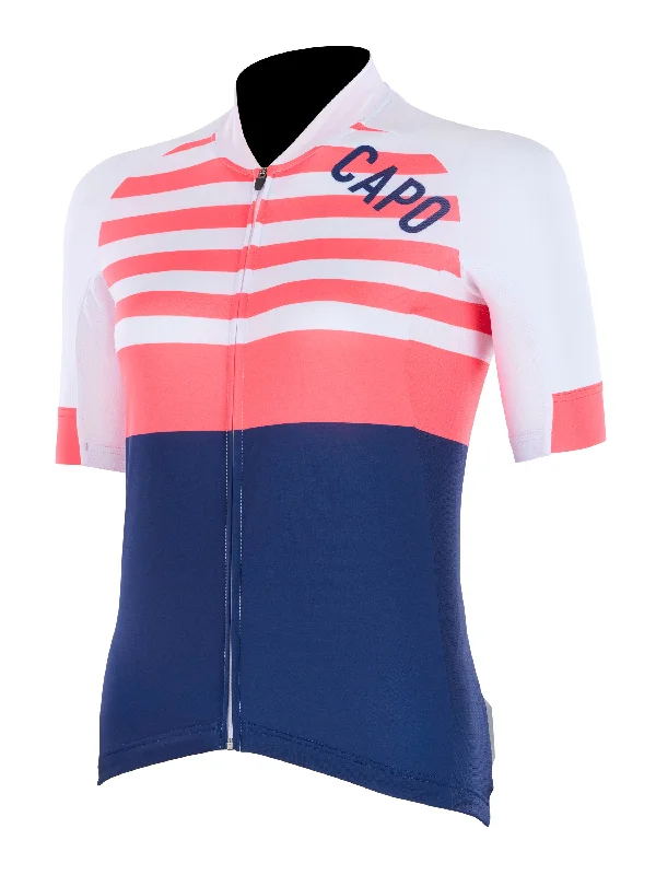 SC Women's Stripe Jersey Grey/Pink/Navy Ribbed Jersey Tee