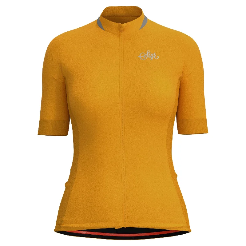 Solros Women's Yellow Cycling Jersey Festive Jersey Tee