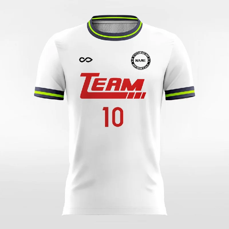 Stripe Trim - Custom Womens Soccer Jerseys Retro Design White Modern Jersey Tee