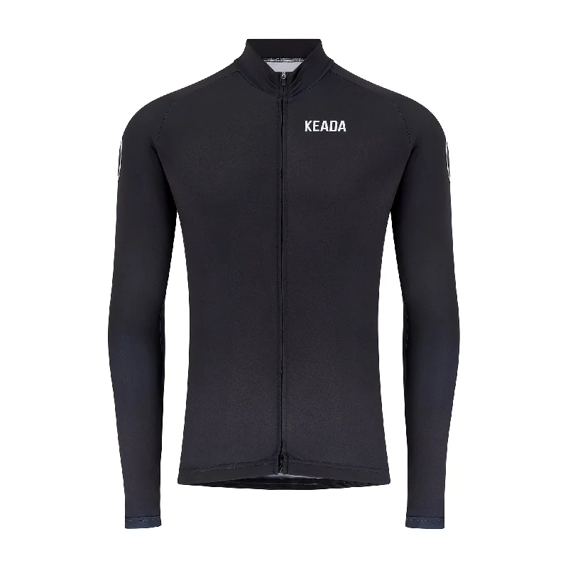 Women's Essential Long Sleeved Cycling Jersey - Black Ash Gray Jersey Tee