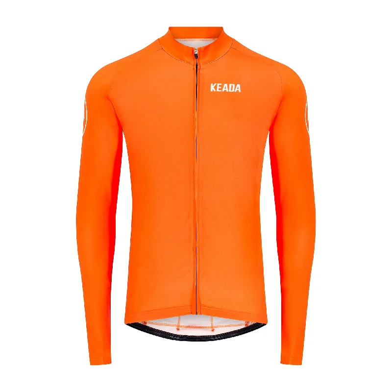 Women's Essential Long Sleeved Cycling Jersey - Orange Mint Green Jersey Tee