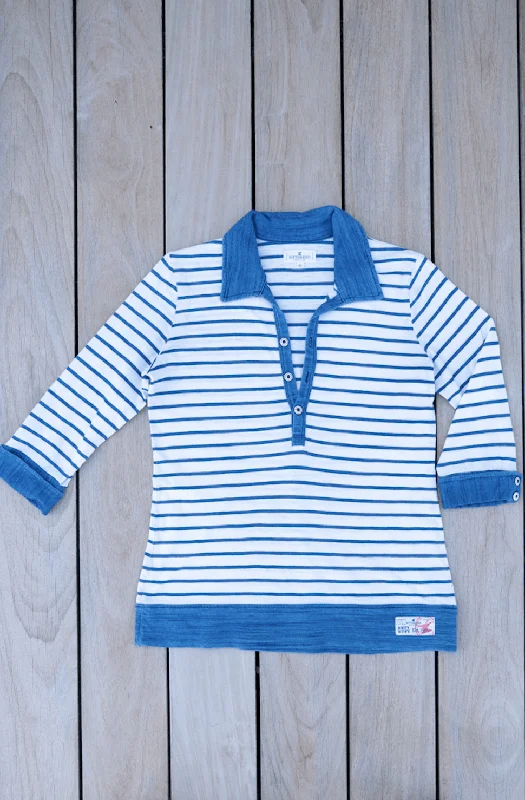 Women's Jibe Ho Jersey | Indigo Stripes Evening Jersey Tee