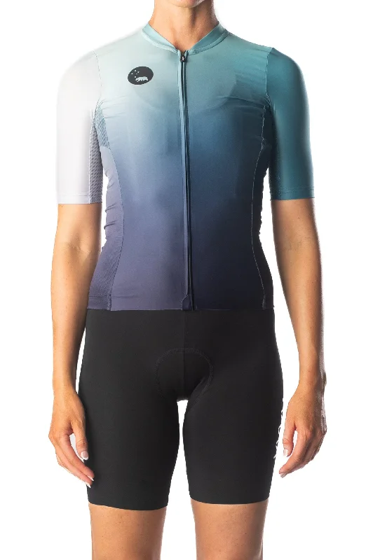 Women's WC24 Premium Cycling Jersey - Nice Azure Bright Color Jersey Top