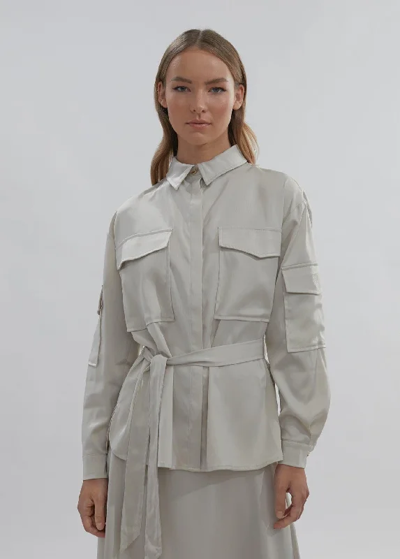 Satin overshirt Cashmere Blend Cotton Blend Poly Blend